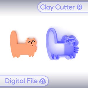 Polymer Clay Cutter &quot;Funny Cat&quot; | Digital STL File | Earring Cutter | 5 Sizes
