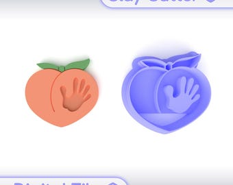 Polymer Clay Cutter &quot;Peach With Handprint&quot; | Digital STL File | Earring Cutter | 5 Sizes