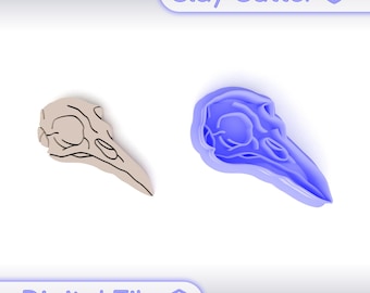 Polymer Clay Cutter &quot;Bird Skull&quot; | Digital STL File | Earring Cutter | 5 Sizes