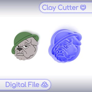Polymer Clay Cutter "Bulldog In A Helmet" | Digital STL File | Earring Cutter | 5 Sizes