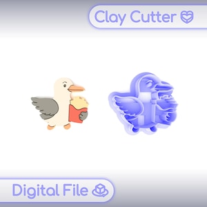 Polymer Clay Cutters "Seagull With Fries" | Digital STL File | Earring Cutters | 5 Sizes