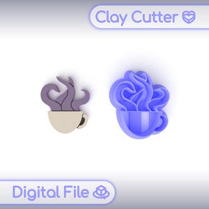 Polymer Clay Cutter "Kopp med tentakler" | Digital STL-fil | Örhängesutstickare | 5 storlekar