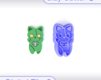 Polymer Clay Cutter &quot;Cute Zombie Cat&quot; | Digital STL File | Earring Cutter | 5 Sizes