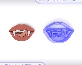 Polymer Clay Cutter &quot;Lips With Fangs&quot; | Digital STL File | Earring Cutter | 5 Sizes