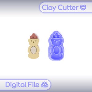 May include: Two clay cutters shaped like a teddy bear with a bottle. One is a beige teddy bear with a brown bottle cap. The other is a blue outline of the teddy bear and bottle. The image includes the text "Clay Cutter" and "Digital File".