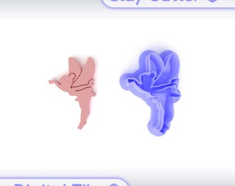 May include: A digital file for a clay cutter in the shape of a fairy. The cutter is shown in pink and blue.