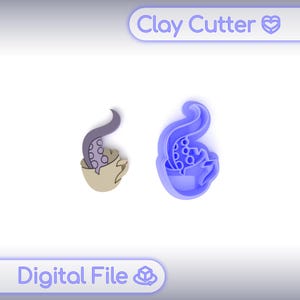 Polymerlera utstickare "Kopp och tentakel" | Digital STL-fil | Örhängesutstickare | 5 storlekar