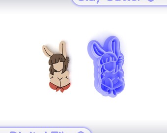 Polymer Clay Cutter &quot;Hot Girl With Bunny Ears&quot; | Digital STL File | Earring Cutter | 5 Sizes