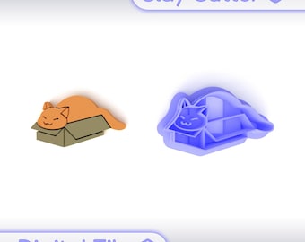 Polymer Clay Cutter "Cat In A Box" | Digital STL File | Earring Cutter | 5 Sizes