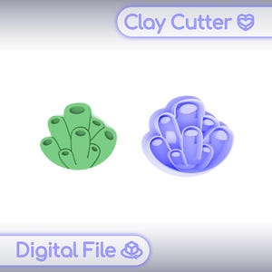 May include: Two clay cutters shaped like coral, one green and one blue. The image includes the words "Clay Cutter" and "Digital File".