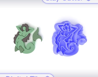 Polymer Clay Cutter &quot;Beautiful Mermaid&quot; | Digital STL File | Earring Cutter | 5 Sizes