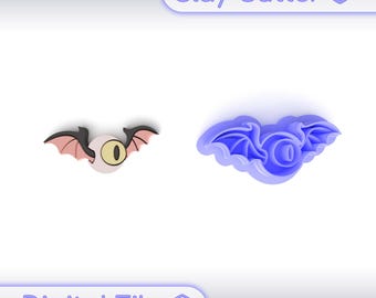 Polymer Clay Cutter &quot;Eye With Bat Wings&quot; | Digital STL File | Earring Cutter | 5 Sizes