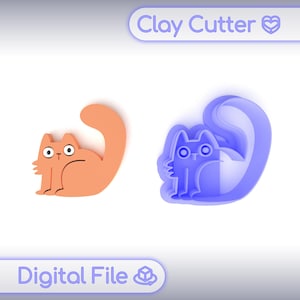 Polymer Clay Cutter &quot;Funny Cat B&quot; | Digital STL File | Earring Cutter | 5 Sizes