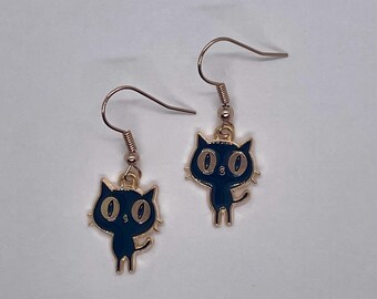 Black Cat Halloween Charm Earrings