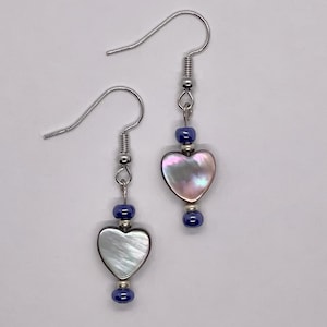 Abalone Shell Heart Dangle Earrings