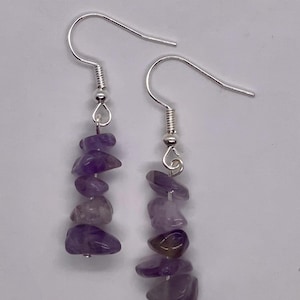 Amythest Chip Dangle Earrings