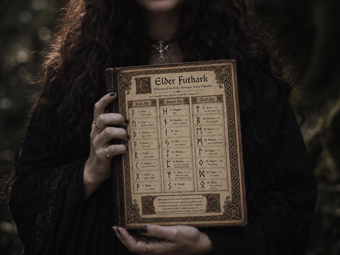 Rune Magic Guide Set, Elder Futhark Rune Chart, Rune Reading Guide ...