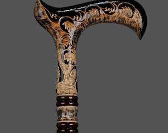 Majestic Twist - Handcrafted Wooden Walking Cane, Elegant Carved Design, Lightweight & Durable, Perfect Gift, Stylish Mobility Aid