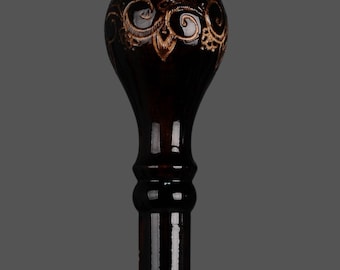 Bastón de ébano real artesanal: elegante bastón de madera con intrincados tallados florales, diseño vintage, duradero y elegante.