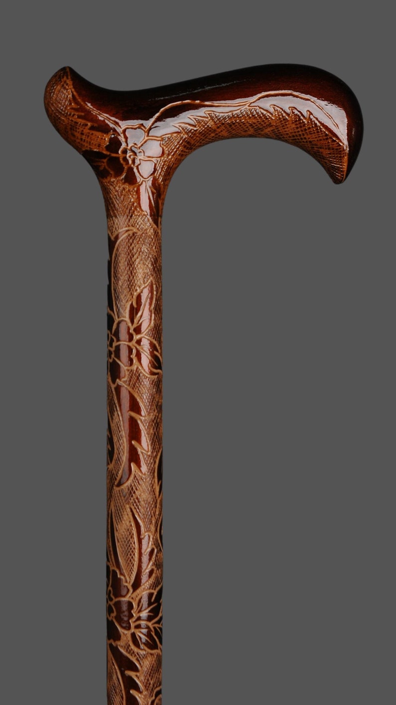 Multicolor Hand-carved Walking Cane – Stunning Wooden Craftsmanship ...