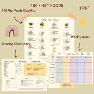 100 First Foods Weaning Planner Baby Food Printable Tracker  Weaning Chart Baby Led Checklist First Allergy Tracker Solids  BLW Guide Baby