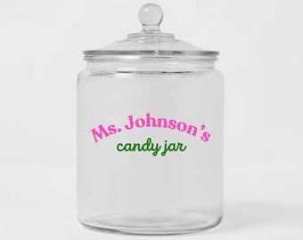 Custom Teacher Candy Jar Sticker, Personalized Teacher Present, Candy Jar, Teacher Gift