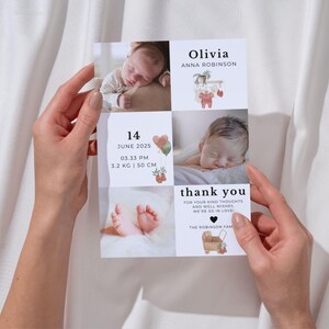 Modèle de faire-part de naissance modifiable carte photo minimaliste bébé fille faire-part de naissance personnalisé téléchargement immédiat