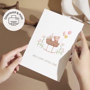 Druckbare Karte | Baby Karte Willkommen Little One New Baby | Herzlichen Glückwunsch Baby Gruß | Sofort Download für Neugeborene