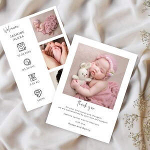 Modèle de faire-part de naissance nouveau-né, carte photo modifiable minimaliste nouveau-né, faire-part nouveau-né