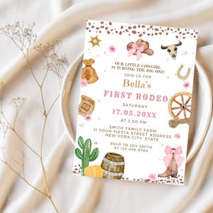 First Rodeo Birthday Invitation: Cowgirl Canva Template (Digital Download)