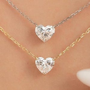 2.00 Ct Heart Cut Moissanite Necklace Solitaire Gift Heart Necklace Heart Moissanite White Moissanite Necklace White Gold Diamond Necklace