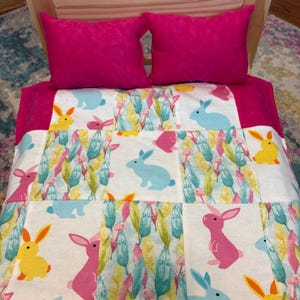 Pink Bunny Feathers Rabbit Bedding Set for Ikea Pet Bed, Small Pet Bed, Pet Pillow, Bun Bed Pad, Bunny Fabric Bedding Set