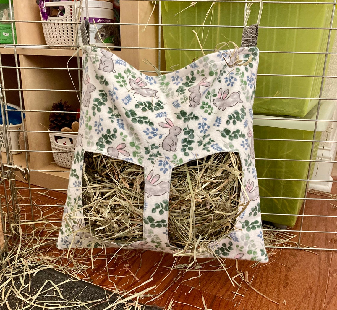 Bunny Rabbit Hay Feeder Bag Small Pet Hanging Hay Container Etsy