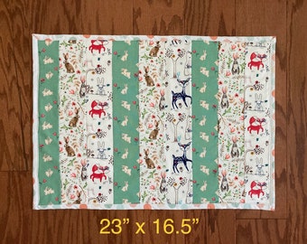 Bunny Rabbit Blanket, Small Pet Blanket, Pet Cage Cushion, Multipurpose Mat, Supplies for Rabbit, Veggie Placemat, 23x16.5