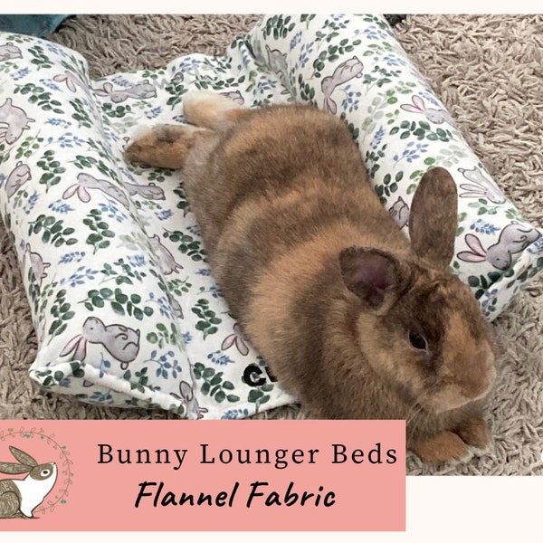 Bunny Lounger Pillow, Small Pet Bed, Rabbit Pet Pillow, Bunny Flop Bed, Flannel Fabric