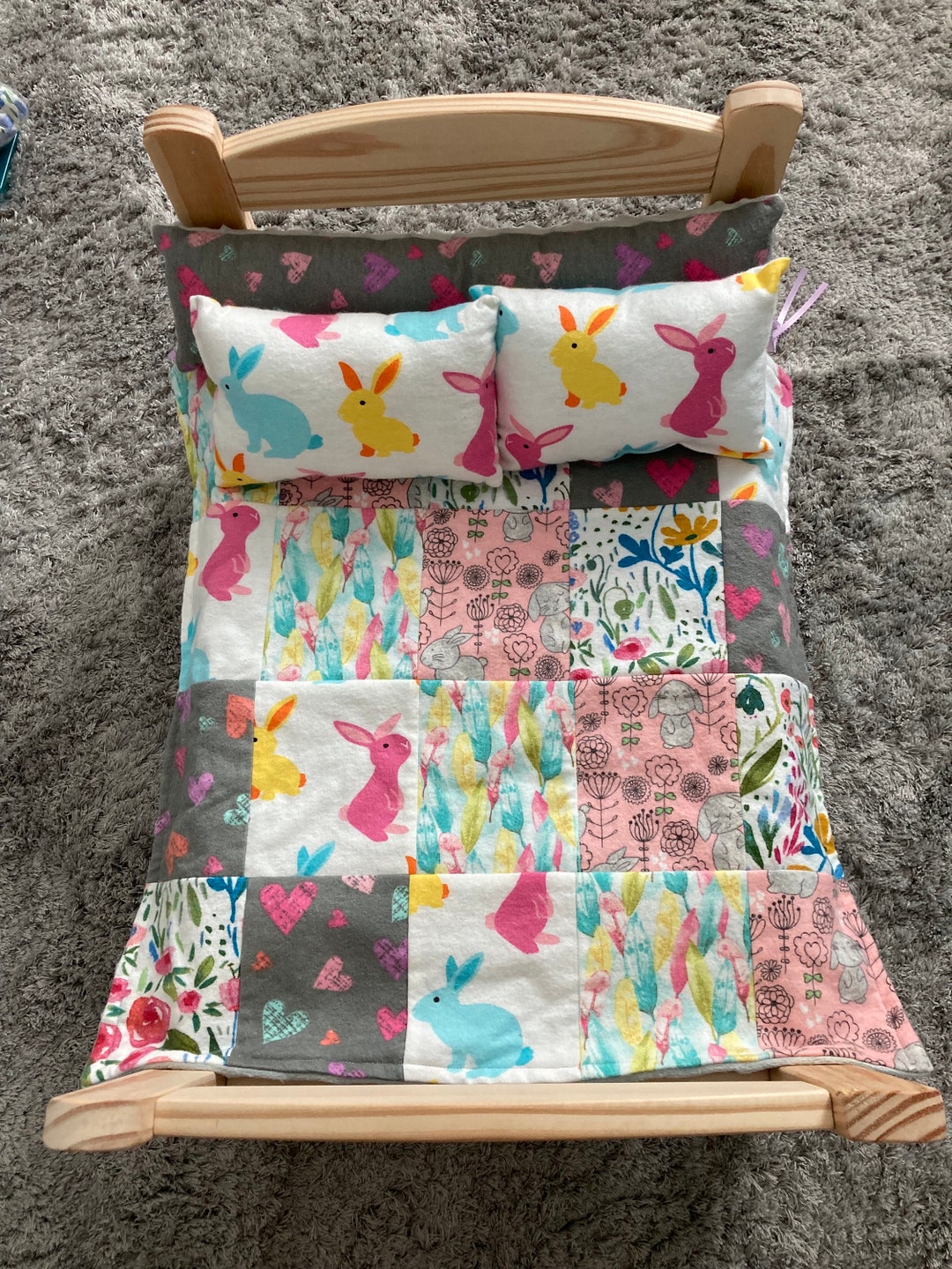 Bunny Rabbit Bedding Set for Ikea Pet Bed, Small Pet Bed, Pet Pillow