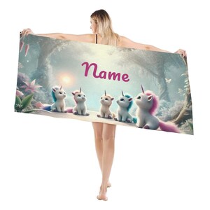 Enchanted Unicorns Swim Beach Towel - Luxuriously Soft, Personalized Magical Summer Accessory for Ultimate Beach Fun