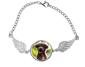 Braccialetto commemorativo per animali domestici con foto – Braccialetto personalizzato con ali d'angelo / In ricordo del tuo amato animale