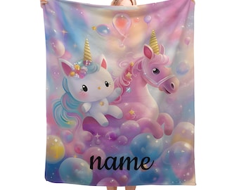 Personalisierte Einhorn Fleecedecke: Benutzerdefinierte Name werfen, weicher Flanell