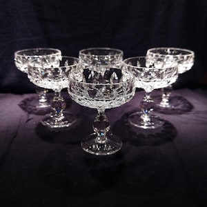 Vintage Nachtmann Cora Crystal Coupe Glasses, Set of 6, 1970s German Champagne or Martini Glasses & Elegant Hand-Cut Barware