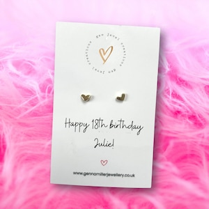 Cartão de mensagem de presente personalizado com pequenos brincos de prata ou ouro – perfeito para aniversários, agradecimentos, amizade ou ocasiões especiais