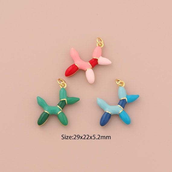 18K Gold Dog Charms,Enamel Animal Charms Pendants,Dog Charm for DIY Jewelry Making Supply