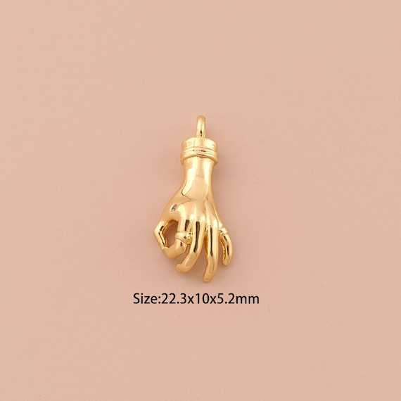 18K Gold Gesture Charms,Minimalist Charms Pendants,Gesture Charm for DIY Jewelry Making Supply