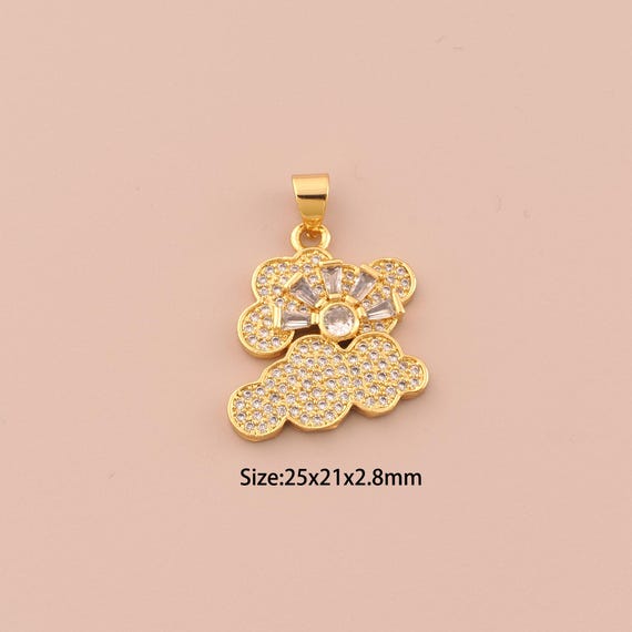18K Gold Cloud Charms,CZ Pave Minimalist Charms Pendants,Cloud Charm for DIY Jewelry Making Supply