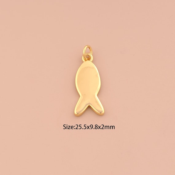 18K Gold Fish Charms,Marine Life Charms Pendants,Fish Charm for DIY Jewelry Making Supply