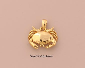 18K Gold Crab Charms,Crab Charms Pendants,Crab Charm for DIY Jewelry Making Supply