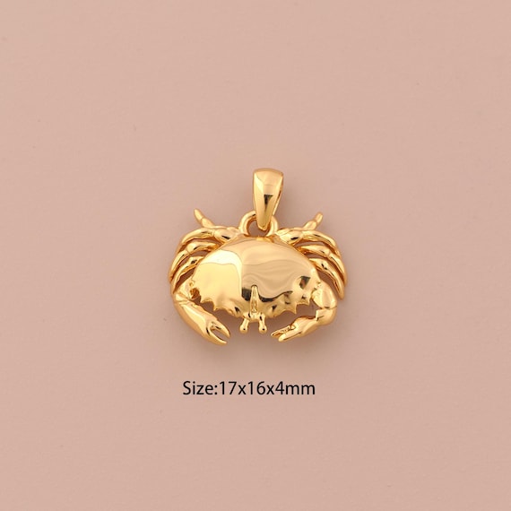 18K Gold Crab Charms,Crab Charms Pendants,Crab Charm for DIY Jewelry Making Supply