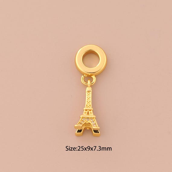 18K Gold Eiffer Tower Charms,CZ Pave Eiffer Tower Charms Pendants,Eiffer Tower Charm for DIY Jewelry Making Supply