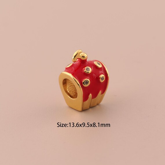 18K Gold Devil Pepper Spacer Bead,Enamel Devil Pepper Bead,Devil Pepper Bead for DIY Jewelry Making Supply