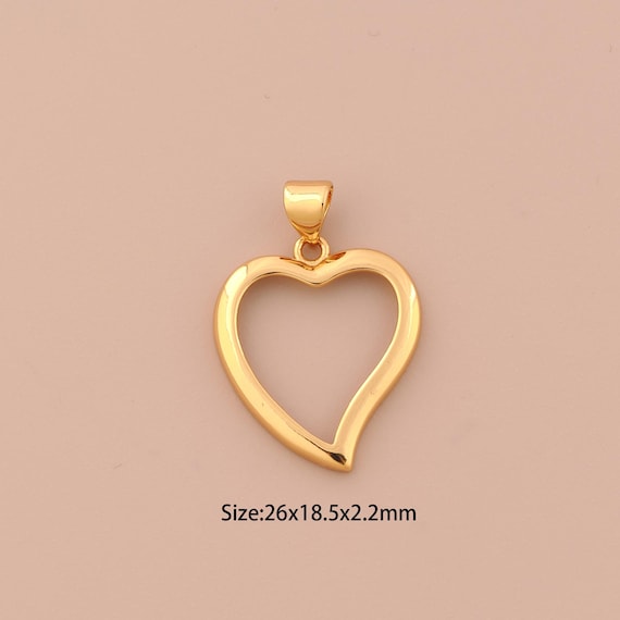 18K Gold Heart Charms,Minimalist Charms Pendants,Heart Charm for DIY Jewelry Making Supply